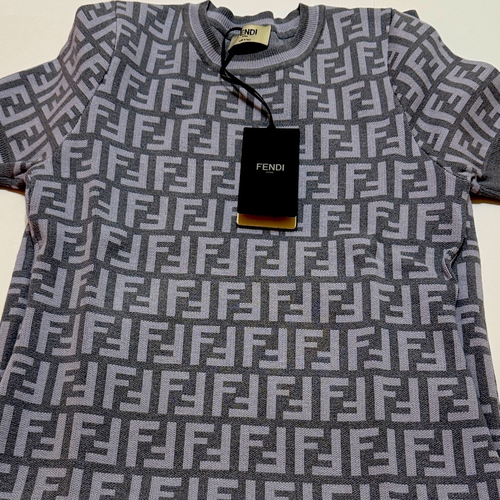 Fendi Monogram Grey & Lavender Bodycon Dress
